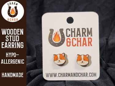 Corgi Wood Stud Earrings - Animal Fashion Earring - Stud Earring - Charm and Char